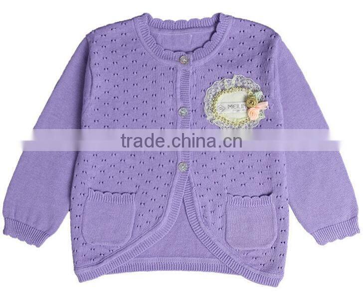 stylish white pink purple cotton knitted baby girls sweater cardigan