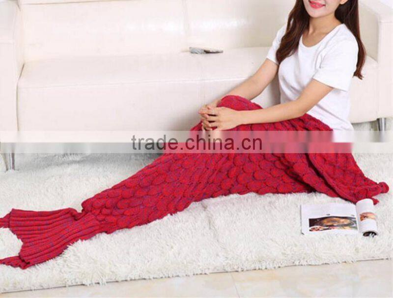 adutls ladies kids fish scale oyster seamaid mermaid knitted blanket