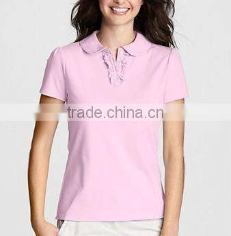 WOMEN'S POLO SHIRT WITH RUFFLE PLACKET