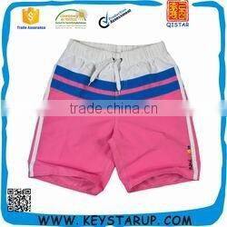 Red Stripe Digital Printing Kids Board Shorts in 100% Polyester Fabric