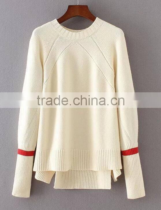EY0856S New Fashion 2016 Women Long Sleeve irregularity Knitted Pullover Sweater