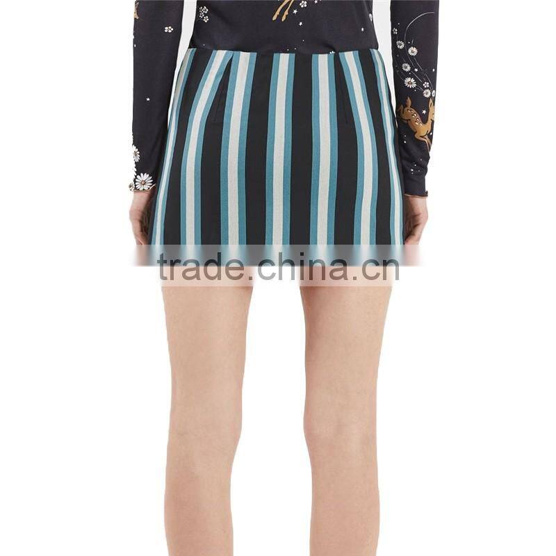 2017 OEM Summer Sexy Multi-color Vertical Striped Mini Skirt