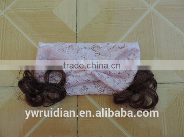 baby girl hairpiece hairband 2016 summer adjustable elastic lace floral chiffon headband pearl bowknot cute kids hairwear