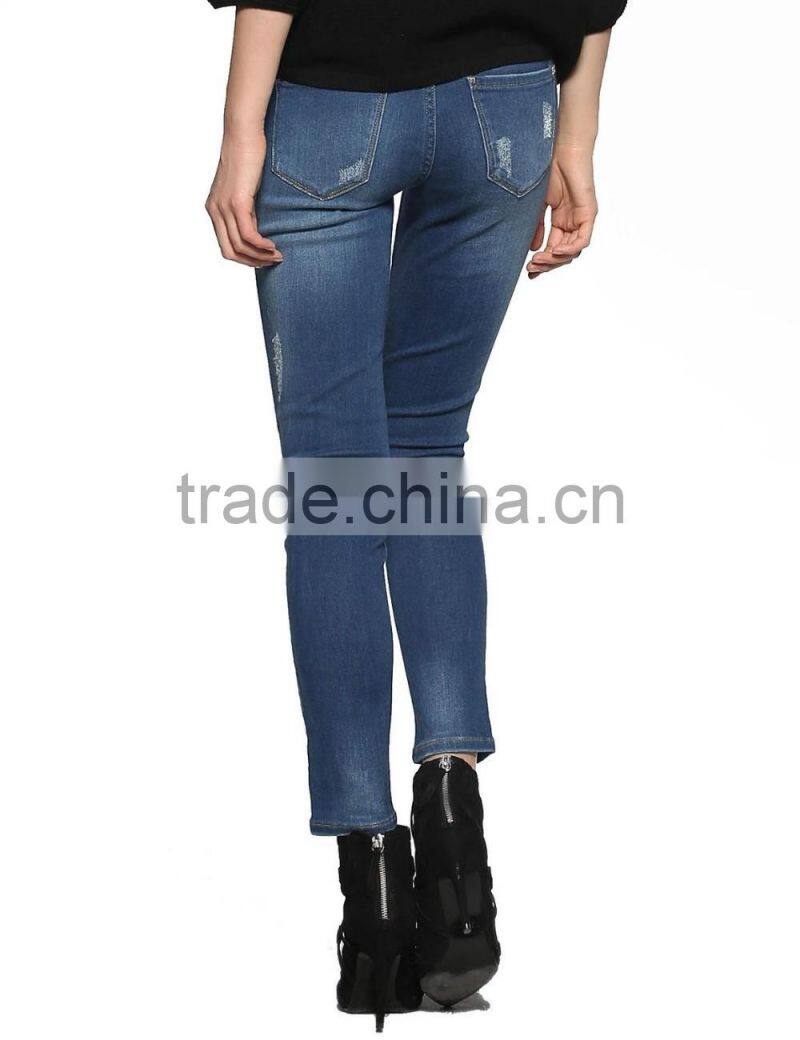 latest ladies broken hole distressed jeans hole /trousers