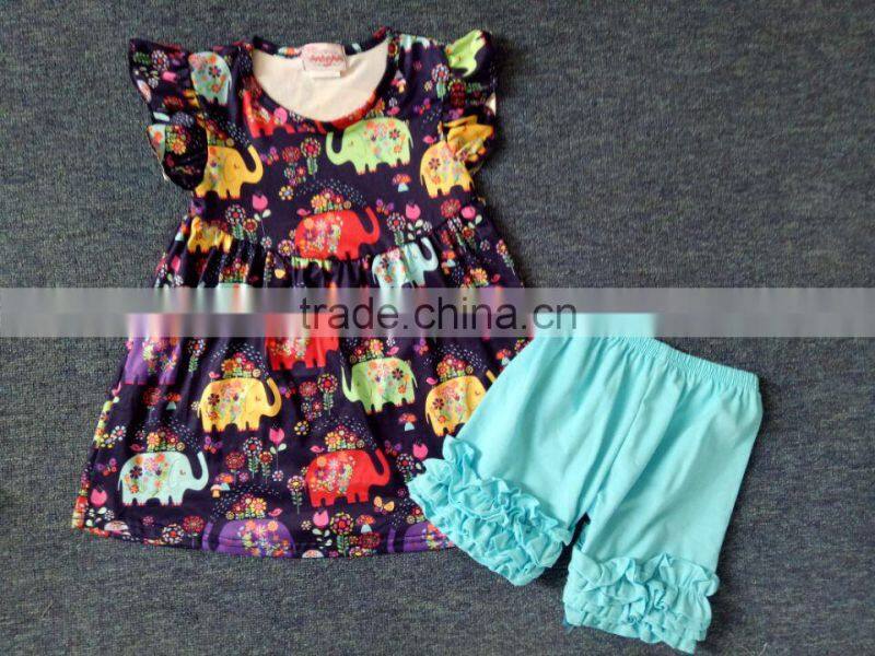 CH00297YIWU BOYA Cotton milk silk ruffle dress kids clothes melea grididare prints wearing boutique dresses