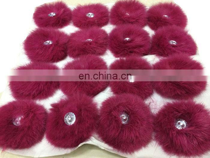 Shoes Decoration Raccoon Fur Trimming Wholesale Fur Ball Stud With Crystal