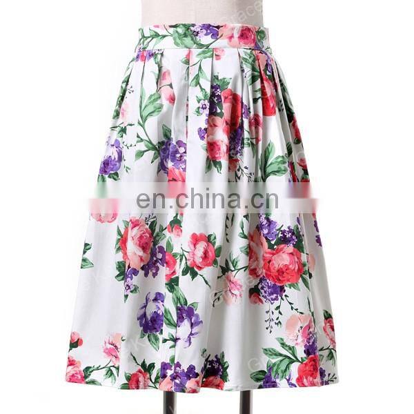19 Colors ! Grace Karin Cheap Occident Short Retro Vintage Floral Print Cotton Skirt CL6294-3#