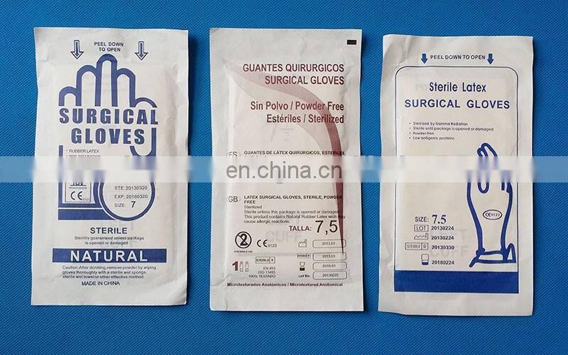 Disposable latex gloves with different sizes for medical use