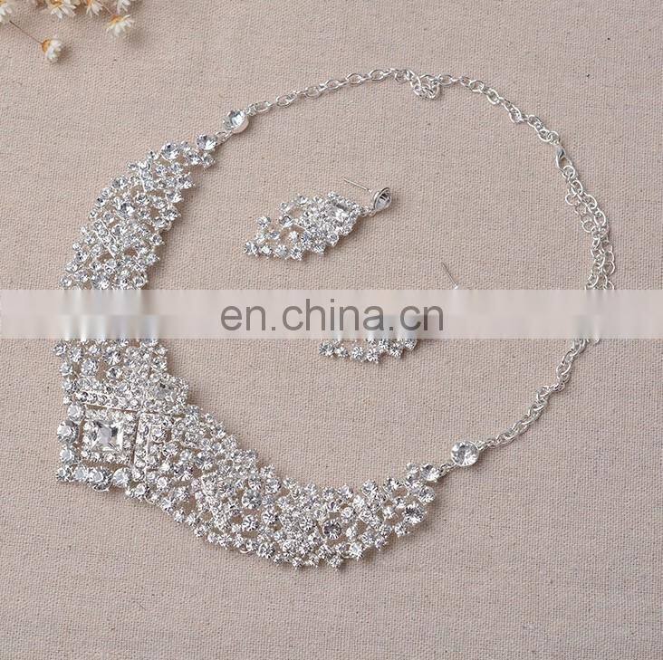 Luxurious Leaf crystal bridal wedding necklace+earrings+tiara jewelry sets jewelry wholesale china