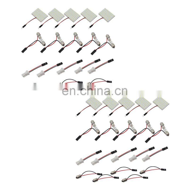 10PCS Festoon T10 BA9S White LED 48SMD Panel Interior Dome License Lamp Light Bulb
