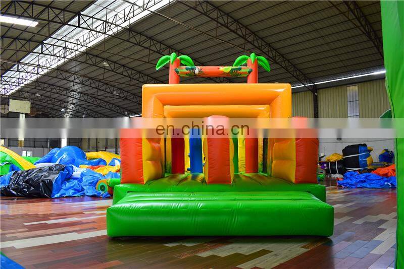 Kids outdoor air blow up assault course with Zoo theme