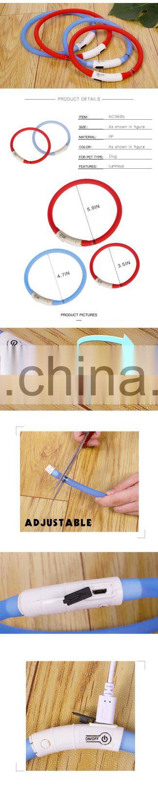 Wholesale Adjustable Reflective Bling Fancy Light Up Waterproof Luxury Designer PVC Custom Led Pet Dog Cat Collar For Dog