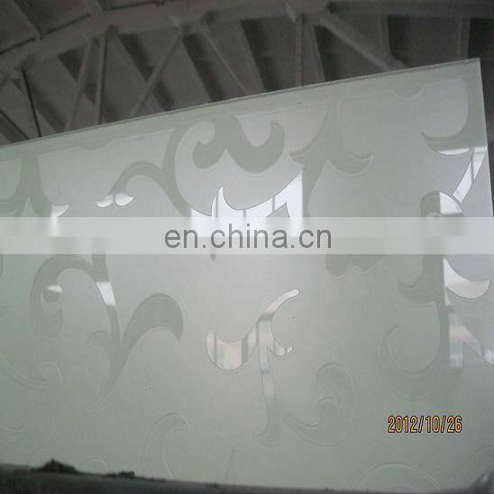 qingdao 4mm super white acid etched back painted glass