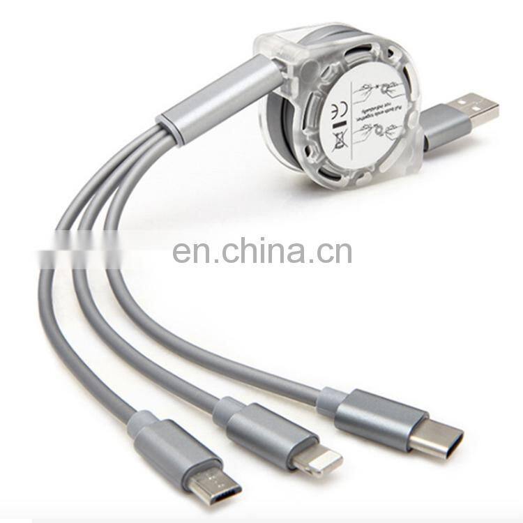 Retractable Keychain Multiple Charging 8pin Type C Micro Usb Cable