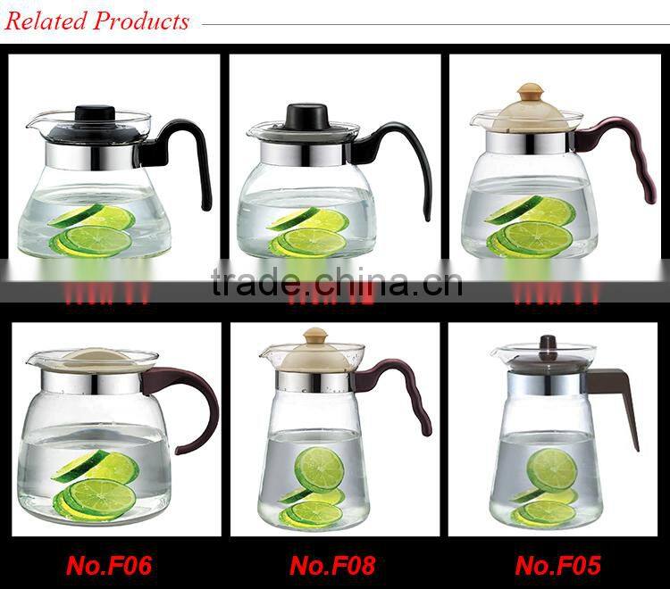 glass water pot with handle water drinking pot glass drinking pitcher