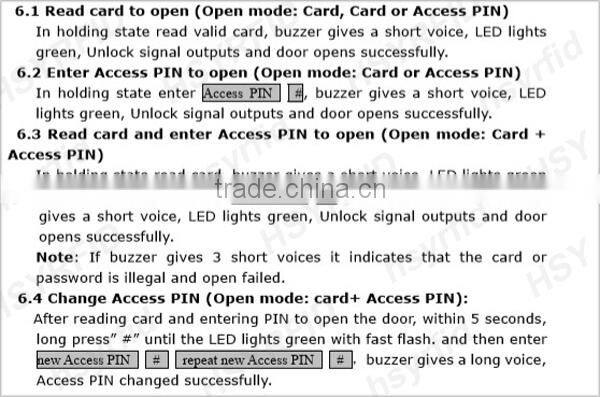 HSY-S261 Touch keypad RFID card reader stand alone single door controller