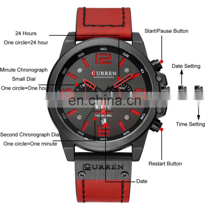 CURREN 8314 Best Hot Sale Men Watches Leather Belt Quartz Drop Shipping Fashionable Casual Oem Custom Logo Mens Watch