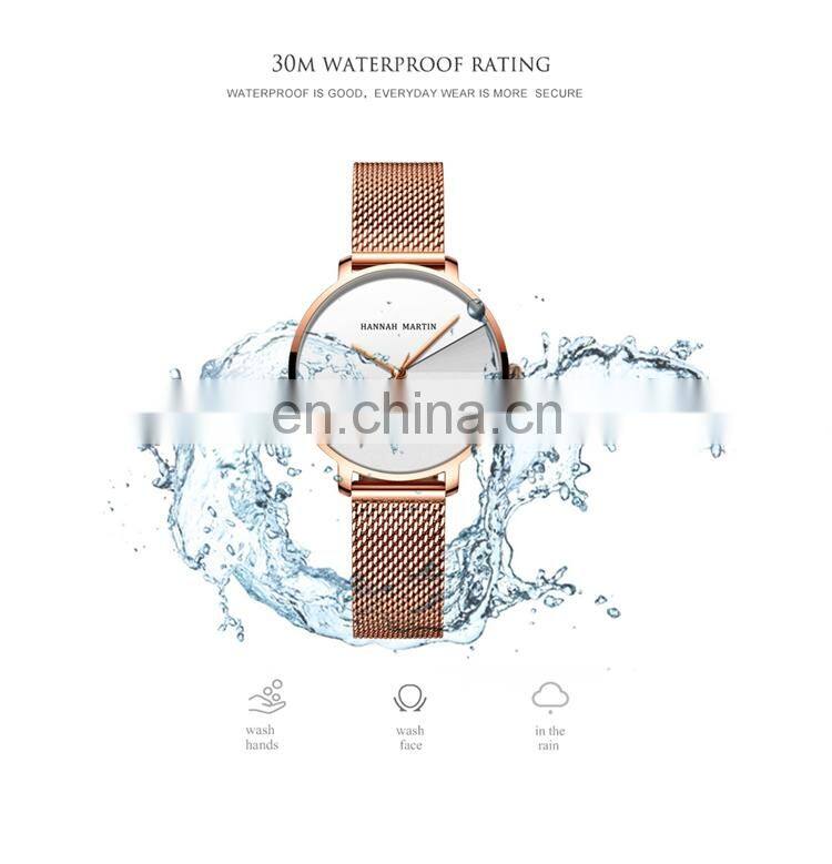HANNAH MARTIN HM-133 Accept Customise Watch Ladies Rose Gold Stainless Steel Analog Quartz Brand Watches