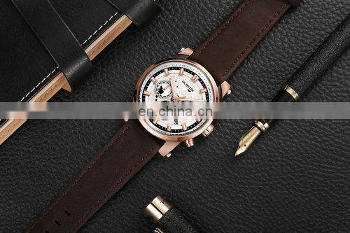 OCHSTIN GQ6111 Chronograph Quartz Men Watch Military Sport Leather Wristwatch Relogio Masculino