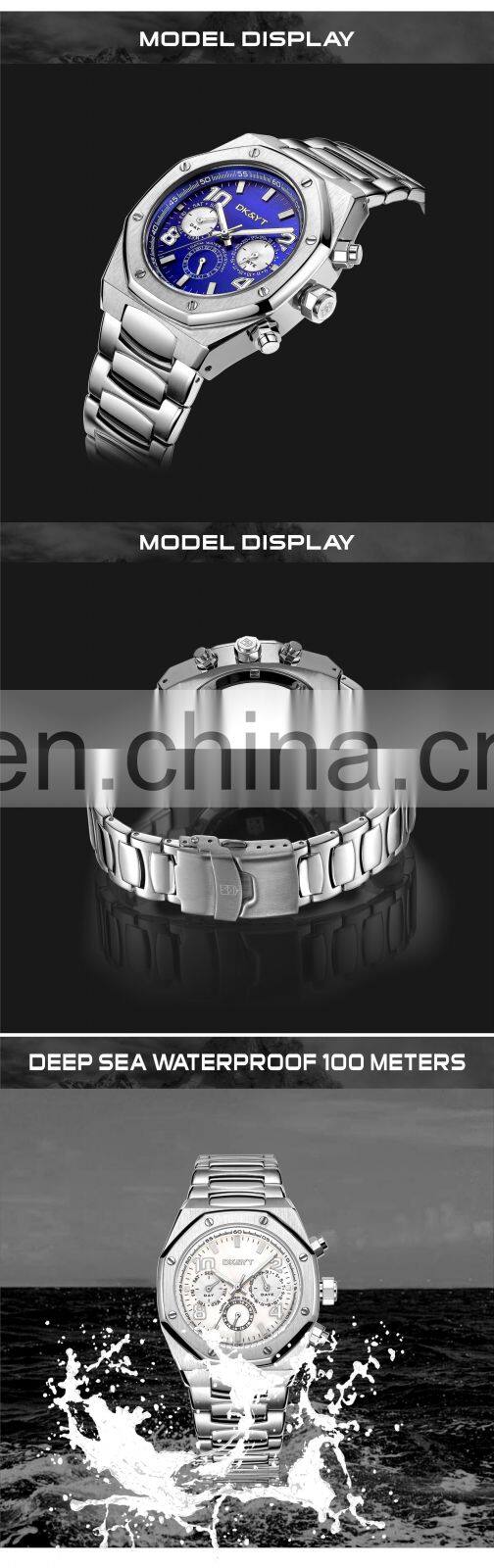 High Quality Customized Classic Multifunction Men Steel Wristwatch Collection Luxury Male Gold Watch