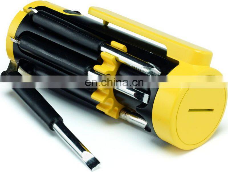 outdoor useful multifunctional 8-in-1 screwdriver with strong flashlight tool