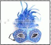 party mask, venetian mask, halloween mask with blue feather flower