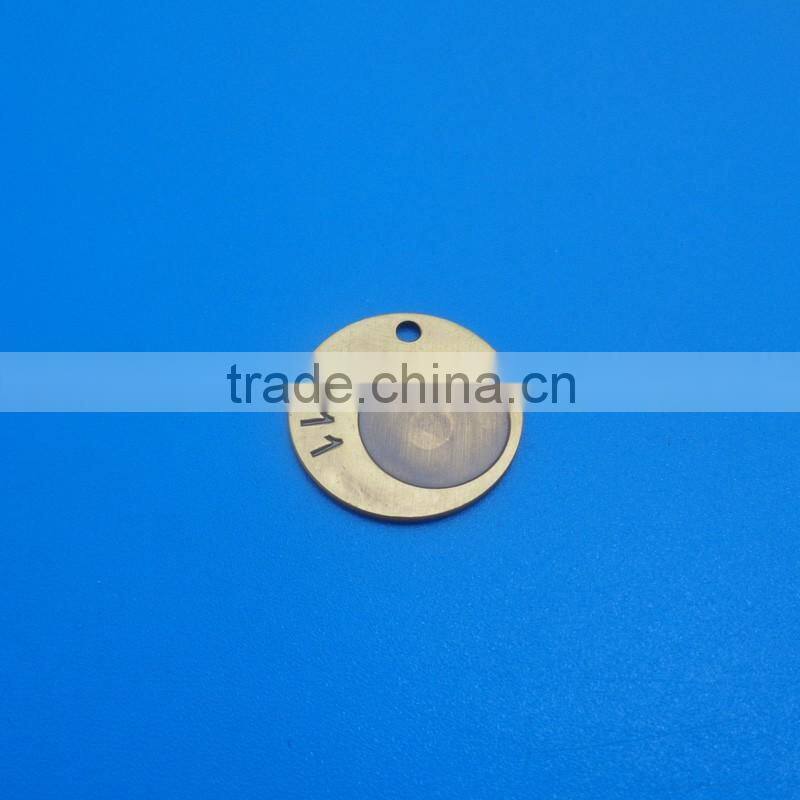Round Custom Design Charm Jewelry Tag Label in antique gold plated