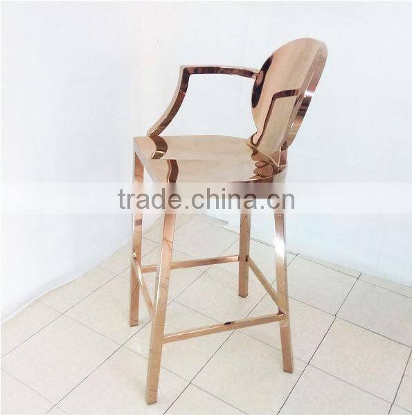 modern golden stainless steel legs bar chair
