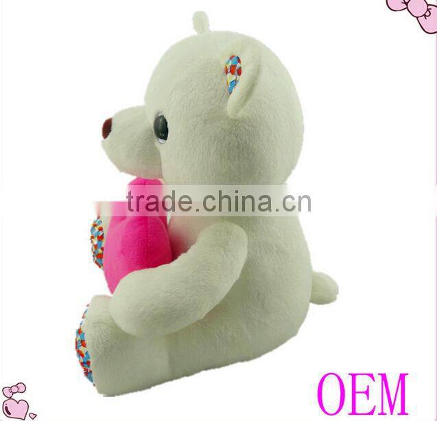 White stuffed plush teddy bear toy for valentine, Plush teddy bear with red heart