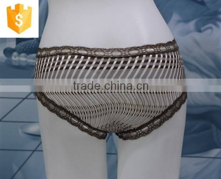 hot sell sexy underwear young lady panty,lace waistband and stripe covering panty