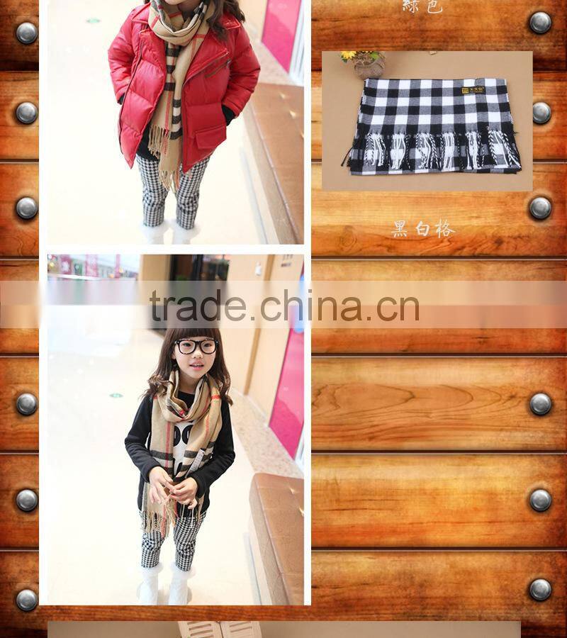 2015 Autumn Winter Newest Cotton Tassel Checked Plaid Boys Scarf