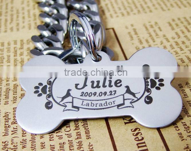 Stainless Steel Pet Name Phone Number ID Tags Custom Engraved Bone Shape Dog Tag