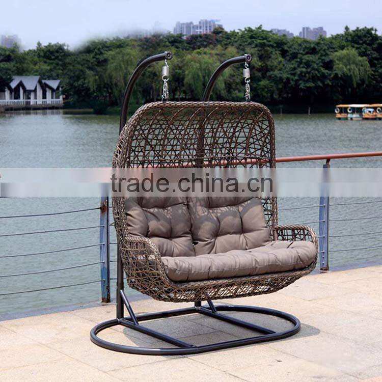 Luxury Outdoor Furniture Double Seat Hanging Indoor Swing Rattan Egg Chair Living Room Swing Chair