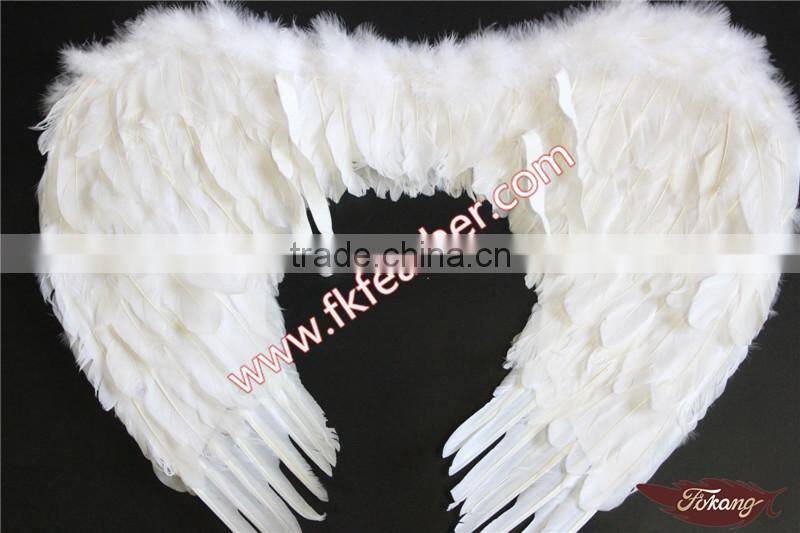 White Fabric Angel Wings Turkey Marabou Feather Christmas Ornament