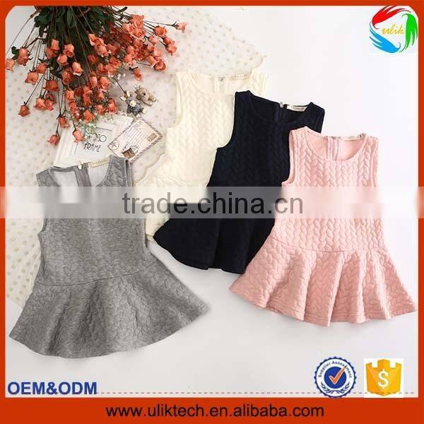 2016 New arrival fashion kids party dresses for 2-6T ruffle vest child dress wholesale elegant spring girl dress (ulik-N006)