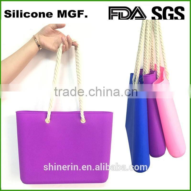Shierin Silicone rubber waterproof women fashion handbags with rope handle