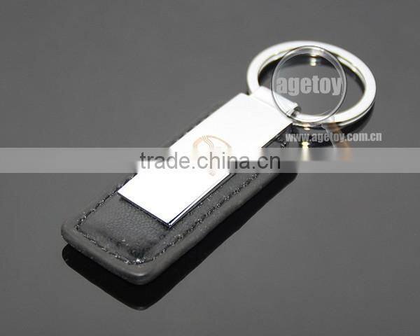 Japan Automobile Sales Servicshop 4S Custom Promotional Rectangle Black Leather And Metal Key Chain For Car