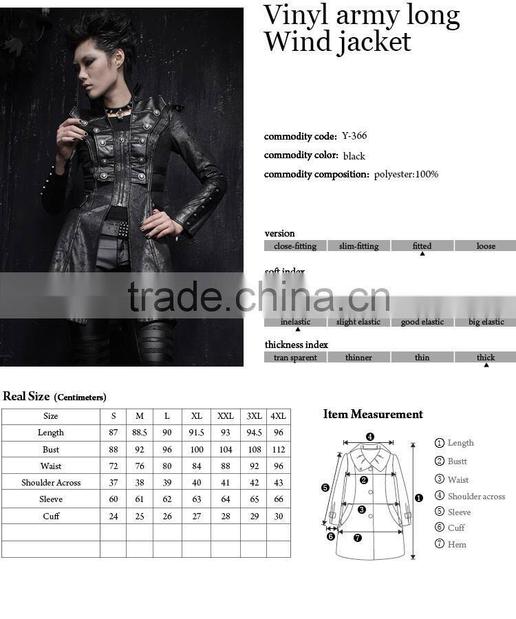 Y-366 Fashion Punk Rave New Women Long Coat Model