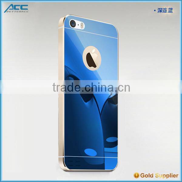 2015 hot selling product, new arrived Front+Back metallic electroplating mirror tempered glass screen protector for iPhone 5 5s