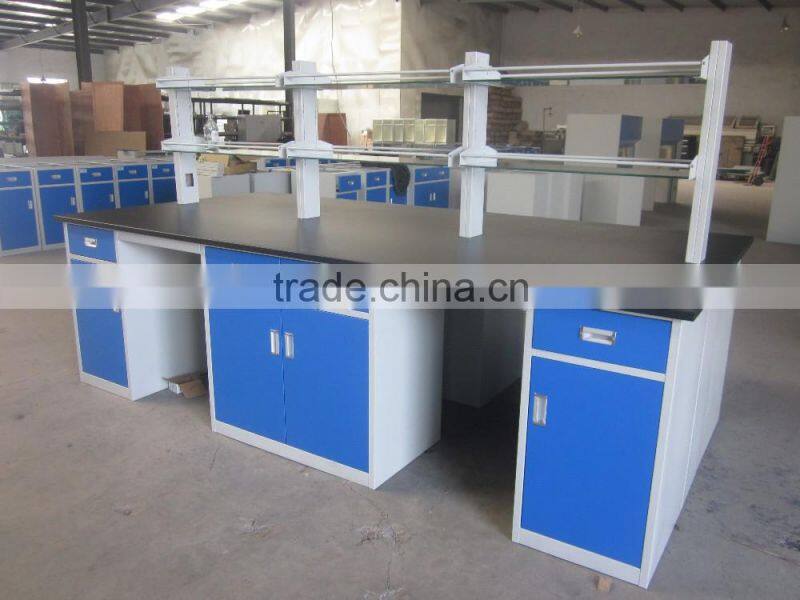 steel structure laboratory central bench with epoxy tops