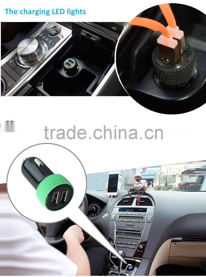 black and colorful cheap tire shape dual port usb car charger