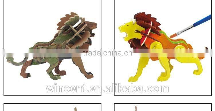 Heat Transfer Printing Imitated Lion 3D Wooden Puzzle