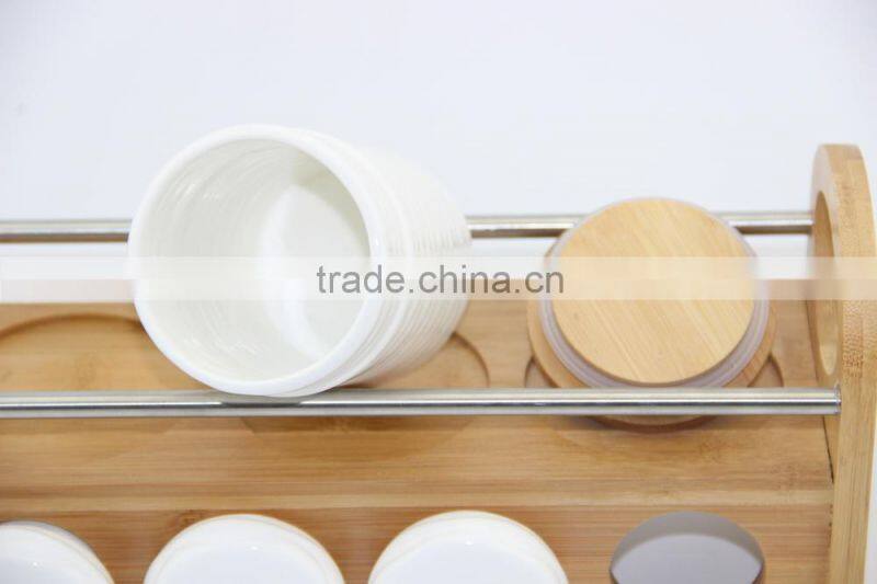 Wholesale High Quality Multifunctional Spice Dispenser white ceramic spice jar 7 pcs spice canister