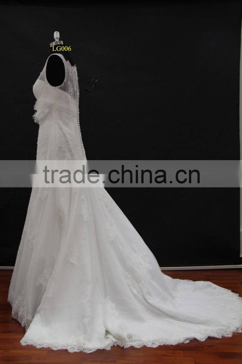 2016 new french lace small A-line wedding dress with hand-made flower