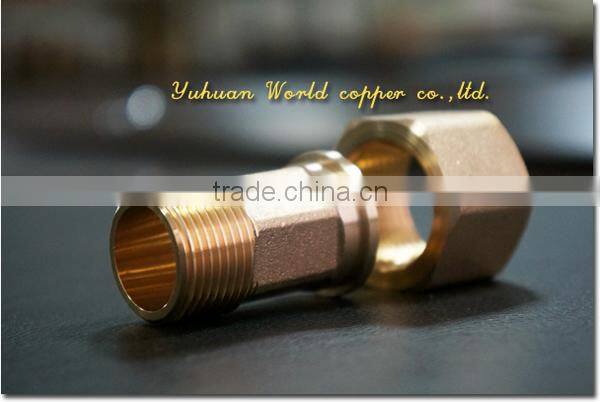 WD-9803 Brass Fitting Straight Tail With Loose Nut M/F