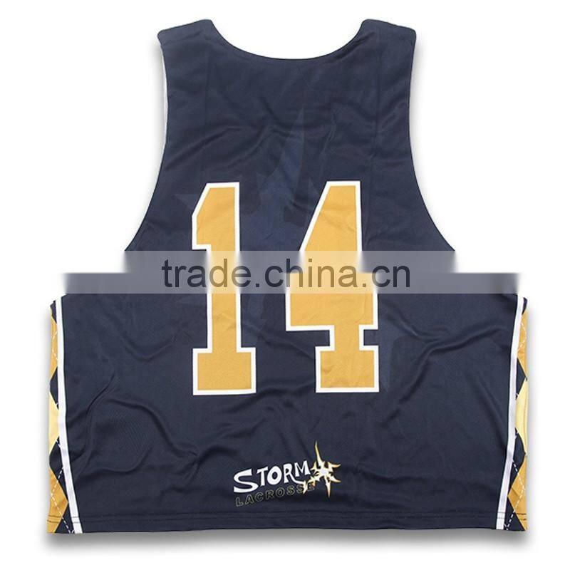 100% polyester custom sublimation college lacrosse pinnies