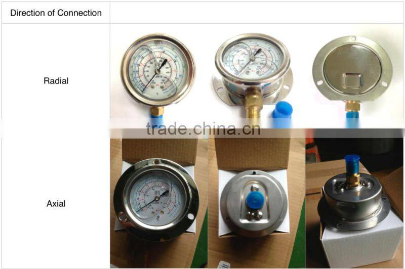 SR Oil Filled Pressure Gauge for Air Conditioner, Refrigeration, Refrigerant Gas Low High Pressure gauge