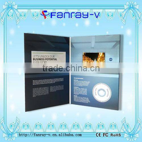 7 inch LCD video brochure card in print, video cards, video greeting cards in printed
