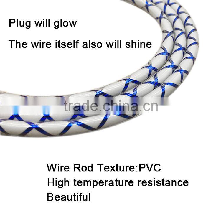 2A big current LED flash lights charging cable for Android smartphones