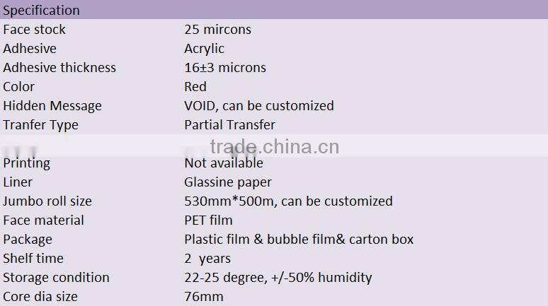 Double sided voiding security tapes
